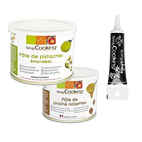 Pistazienpaste 200 g + Haselnusspaste 200 g + Icing schwarzen Stift von ScrapCooking