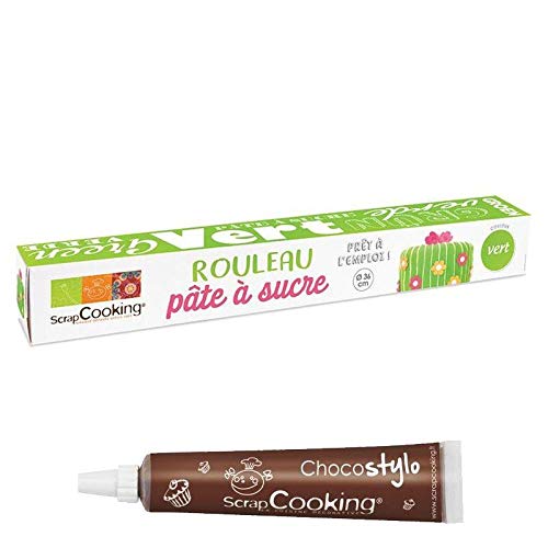 Rollfondant Ø 36 cm 430 g - Grün + Schokoladenstift von ScrapCooking