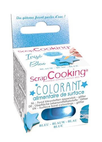 ScrapCooking – Blau Glitzerfarbe - Essbare Pulver-Lebensmittelfarbe – für Gebäck, Kekse, Macarons, Schokolade & Zuckerpaste – 4078 von ScrapCooking