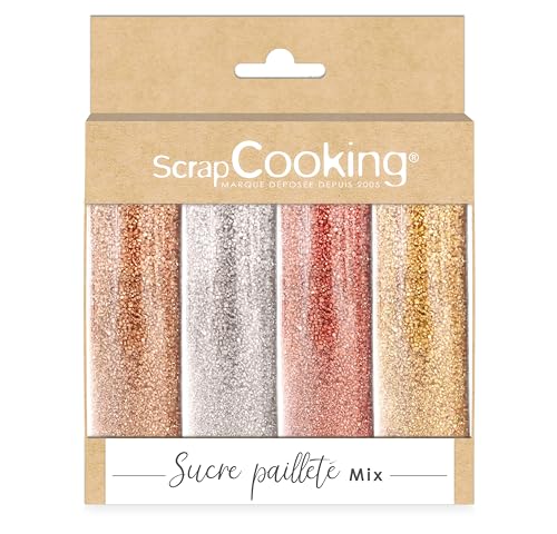 ScrapCooking - Essbarer Glitzer Zucker Mix - Gold, Roségold, Silber, Rubin 76 g – Lebensmittel Glitzerpulver Pastry Decors – 4807 von ScrapCooking