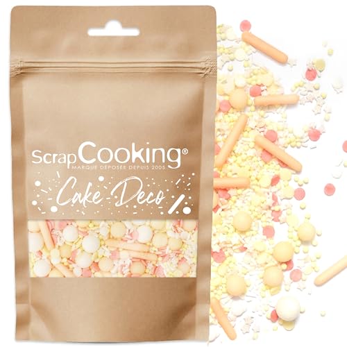 ScrapCooking - Pfirsich Streusel Zuckerperlen 70g - Essbare Tortendeko Perlen - Gelb, Orange & RosaSprinkles Deko - Gebäckstreusel - Zuckerperlen - Dekoration für Desserts Kuchen Geburtstag - 7451 von ScrapCooking