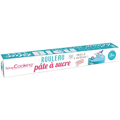 ScrapCooking - Rollfondant Blau ⌀ 36 cm - Fondant Blau Ausgerollt 430 g - Tortendecke Fondantdecke Dekoration für Torten Backen Kuchen Gebäck Desserts Geburtstag - Blau - 7275 von ScrapCooking