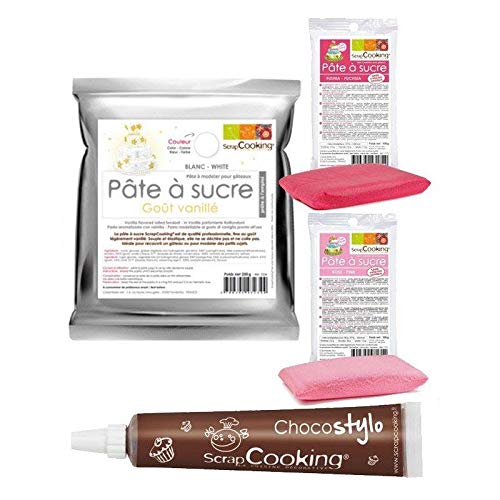 Set Zuckerteig - Geburt Mädchen + Schokoladenstift von ScrapCooking