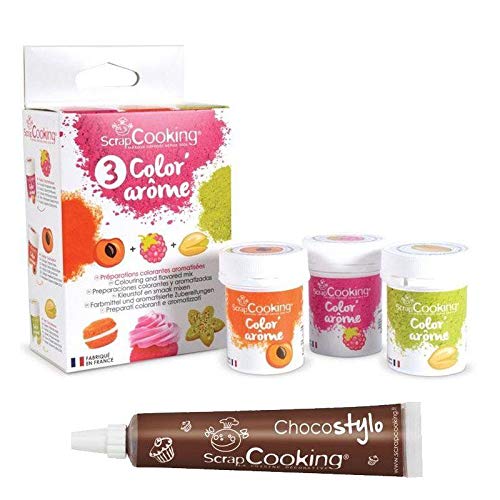 Trio - Colorants Aroma - Lebensmittel - Himbeere/Aprikose/Pistazie + Schokoladenstift von ScrapCooking