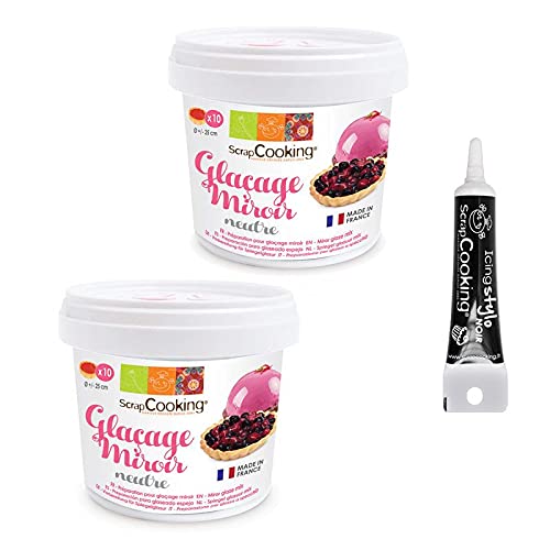 Zubereitung für Spiegelglasur 440 g Neutral + Icing schwarzen Stift von ScrapCooking