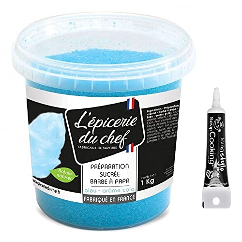 Zubereitung für Zuckerwatte 1 kg Blau + Icing schwarzen Stift von ScrapCooking