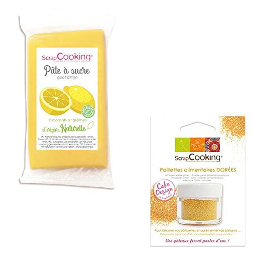 Zuckerpaste 250 g mit Zitronengeschmack Gelb + Goldene lebensmittelglitzer von ScrapCooking