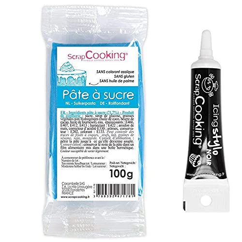 Zuckerteig Blau 100g + Icing schwarzen Stift von ScrapCooking