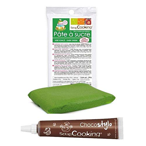 Zuckerteig Dunkelgrünem 100 g + Schokoladenstift von ScrapCooking