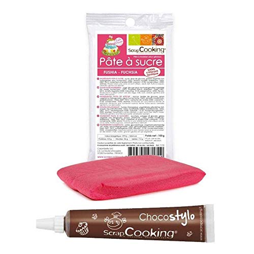 Zuckerteig Fuchsia 100g + Schokoladenstift von ScrapCooking