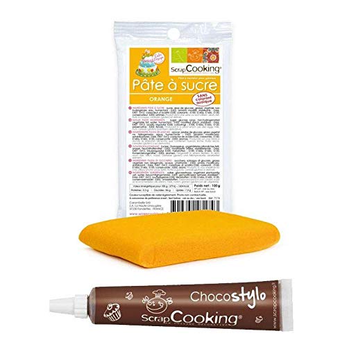 Zuckerteig Orange 100g + Schokoladenstift von ScrapCooking