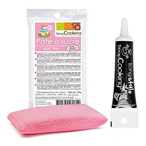 Zuckerteig Rosa 100g + Icing schwarzen Stift von ScrapCooking