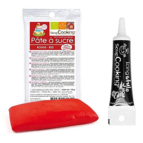 Zuckerteig Rot 100g + Icing schwarzen Stift von ScrapCooking