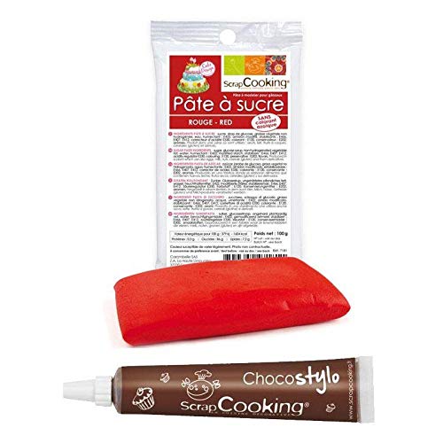 Zuckerteig Rot 100g + Schokoladenstift von ScrapCooking