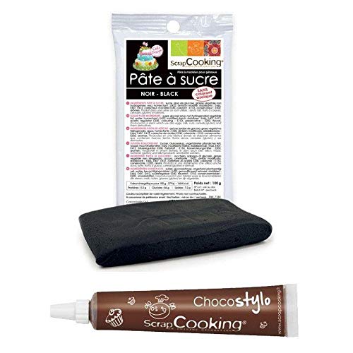 Zuckerteig Schwarz 100 g + Schokoladenstift von ScrapCooking