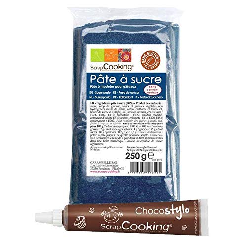 Zuckerteig - dunkelblau - 250 g + Schokoladenstift von ScrapCooking