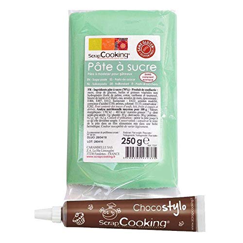 Zuckerteig - pastelgrün - 250 g + Schokoladenstift von ScrapCooking