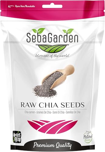 Seba Garden Premium Nährstoffreich – Rohe schwarze Chiasamen 1 kg (2,2 lb) mit 5 g Protein und 10 g Ballaststoffen für Salate, Joghurt und Smoothies, gentechnikfrei, vegan, glutenfrei, Keto und Paleo von Seba Garden