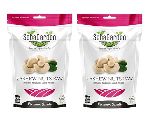 Seba Garden Raw Ganze Cashewnüsse – frisch verpackt im wiederverschließbaren Beutel – gesundes Eiweißfutter, ganz natürlich, keto-freundlich, vegan, glutenfrei (2 Kg) von Seba Garden