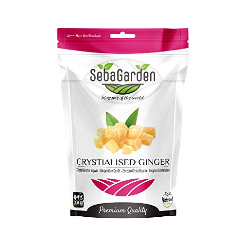 Seba Garden kandierter Ingwer 1 kg - Ziplock-Beutel Gesunde Snacks, Premium Qualität, Candied Ginger von Seba Garden