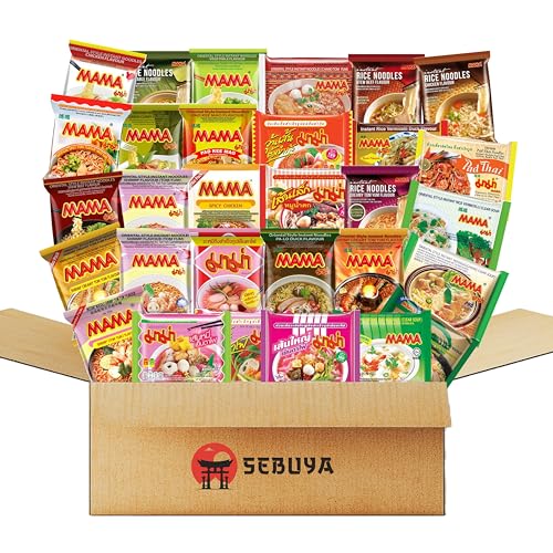 Sebuya Instant Nudeln Box, 30 verschiedene Sorten von MAMA, mit Garnelen, Hühnchen, Rindfleisch, Yentafo Tofu, Pad Kee Mao, Pa-Lo Ente, Ramen Ente, Gemüse, Klare Suppe, Pad Thai (18er Pack) von Sebuya