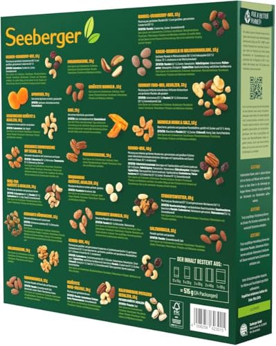 Seeberger Adventskalender 2023-24 verschiedene Snacks pur, süß, gesalzen, schokoliert - knackige Nüsse, Nuss-Frucht-Mischungen & schokolierte Mandeln – limiert/Limited Edition von Seeberger