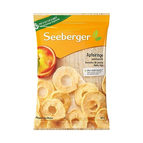 Seeberger Apfelringe 10er Pack, Samtweiche, getrocknete Apfelscheiben in bester Qualität - natürlich süß & sehr schmackhaft - ohne Zusatz von Zucker, vegan (10 x 80 g) von Seeberger