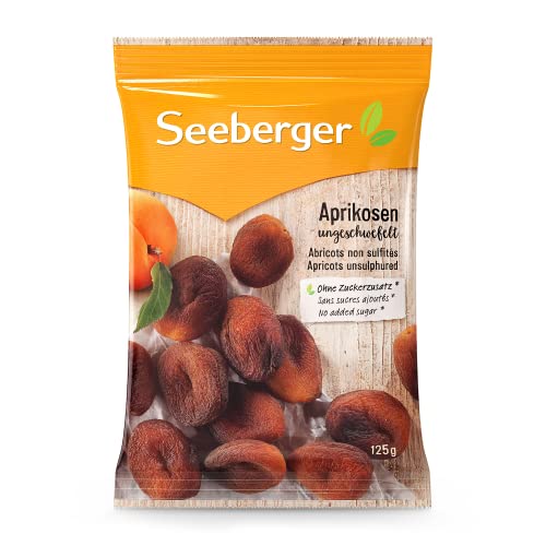 Seeberger Aprikosen ungeschwefelt: Unbehandelte, getrocknete Marillen mit süß-fruchtigem Aroma - ohne Zuckerzusatz - entsteint, vegan (1 x 125 g) von Seeberger