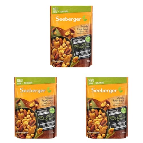 Seeberger Crunchy Fava-Snack. Ein ganz besonderer Mix: Knusprige Kichererbsen, geröstete Salzmandeln und knackige Favabohnen machen diesen Snack zu einer Reise nach Lateinamerika,1 x 125g von Seeberger