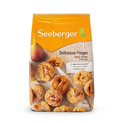 Seeberger Delikatess-Feigen, Sonnenverwöhnte goldbraune Trockenfeigen - honig-süß zum Backen, Kochen, Snacken - essfertig, getrocknet - ohne Zuckerzusatz, vegan (1 x 500 g) von Seeberger