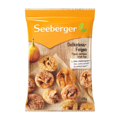 Seeberger Delikatess-Feigen: Sonnenverwöhnte goldbraune Trockenfeigen - honig-süß zum Backen, Kochen, Snacken - essfertig, getrocknet - ohne Zuckerzusatz, vegan (1 x 125 g) von Seeberger