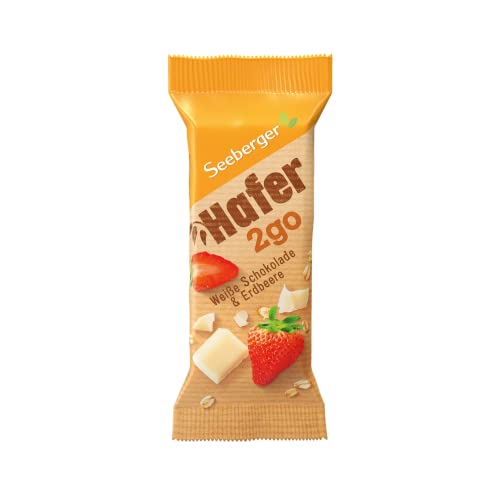 Seeberger Hafer2Go Schnitte – Weiße Schokolade & Erdbeere 12er Pack: Knusprig fruchtiger Müsliriegel zum Energietanken für unterwegs - in praktischer 2go Größe (12 x 50 g) von Seeberger