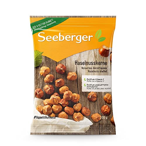 Seeberger Haselnusskerne: Große runde Kerne der Haselnuss, intensiv aromatisch aus Italien - als Snack, Backzutat und zum Verfeinern von Speisen - roh, naturbelassen, vegan (1 x 200 g) von Seeberger