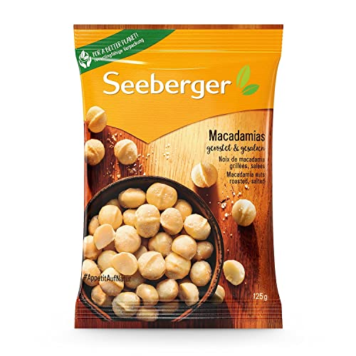 Seeberger Macadamias geröstet & gesalzen: Feinstens veredelte Macadamianüsse - schonend geröstet mit feiner Salznote - intensiv nussig - geschält, vegan (1 x 125 g) von Seeberger