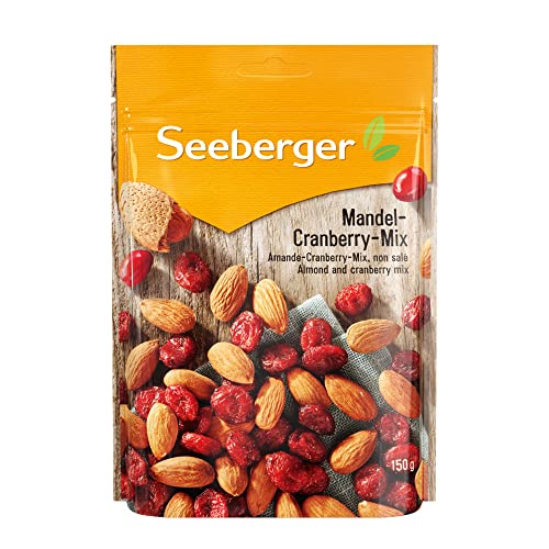 Seeberger Mandel-Cranberry-Mix 12er Pack: Knackig geröstete Mandeln und fruchtig-herbe Cranberries - ideal zum Snacken und Mitnehmen - getrocknet & ungeschwefelt, vegan (12 x 150 g) von Seeberger