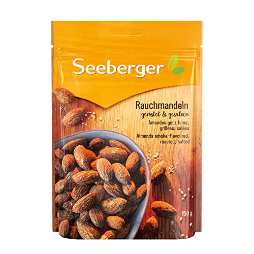 Seeberger Rauchmandeln geröstet & gesalzen: Geröstete Mandeln mit salziger Note und intensivem Raucharoma - im praktischen Zip-Beutel, vegan (1 x 150 g) von Seeberger