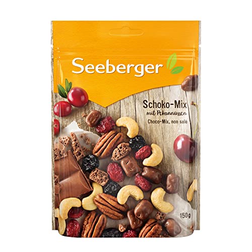 Seeberger Schoko-Mix, Einzigartige Schokoladen-Mischung mit Pekannüssen, Cashews, Cranberries und Kirschen - knackig & lecker (1 x 150 g) von Seeberger