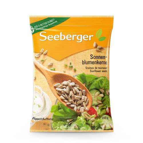 Seeberger Sonnenblumenkerne: Geschälte, knackige Kerne in bester Qualität - nussig, buttrig & fein-aromatisch - ideal zum Backen oder als Topping, vegan (1 x 200 g) von Seeberger