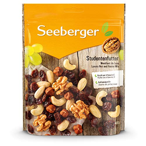 Seeberger Studentenfutter: Klassische Nuss-Frucht-Mischung aus Haselnusskernen, Mandeln, Walnüssen & Cashewkernen, mit Rosinen - reich an Vitamin E, vegan (1 x 400 g) von Seeberger