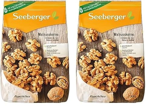 Seeberger Walnusskerne: Walnüsse ohne Schale - reich an Omega-3-Fettsäuren - ideal als gesunde Zwischenmahlzeit - ohne Zusatzstoffe, vegan (1 x 500 g) (Packung mit 2) von Seeberger