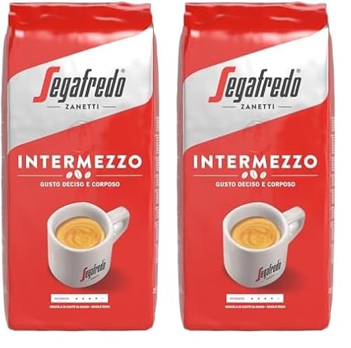 Segafredo Zanetti Intermezzo - Ganze Bohne (1 kg Packung) - Geeignet für alle italienischen Kaffeespezialitäten - Kaffeebohnen mit mittlerer Röstung, stark und vollmundig im Geschmack (Packung mit 2) von Segafredo