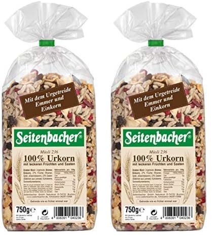 Seitenbacher 100% Urkorn Müsli Emmer und Einkorn (1 x 750 g) (Packung mit 2) von Seitenbacher