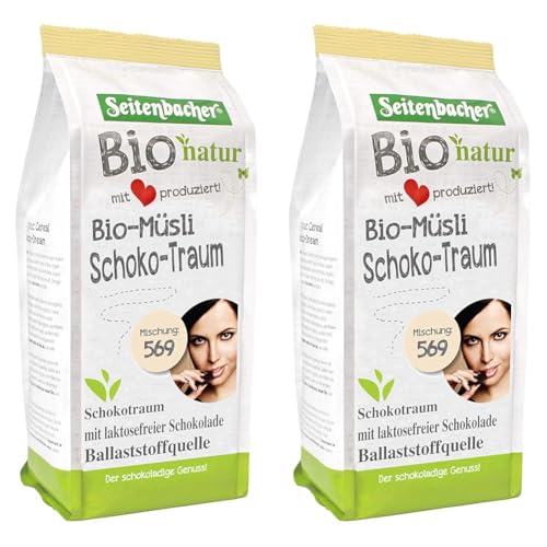 Seitenbacher Bio Schoko Müsli I lactosefrei I Vollkorn I vegan (1 x 500g) (Packung mit 2) von Seitenbacher