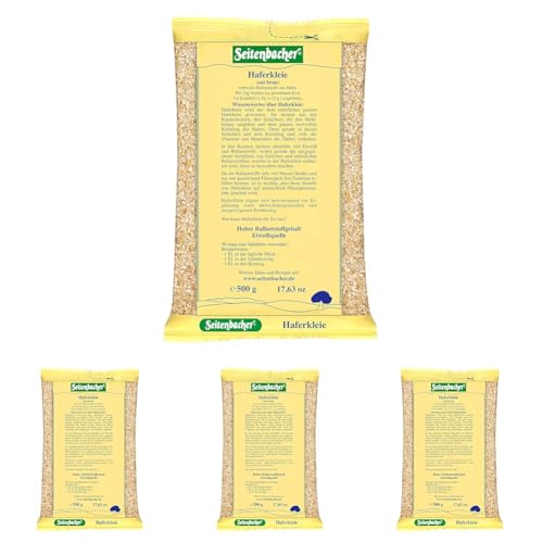 Seitenbacher Haferkleie I hoher Protein Gehalt I hoher Ballaststoff Gehalt I (1x 500 g) (Packung mit 4) von Seitenbacher