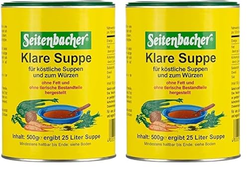 Seitenbacher Klare Suppe I Gemüsebrühe I der Allrounder I ohne Fett I ergiebig I vegan I glutenfrei I lactosefrei I (1x 500 g) (Packung mit 2) von Seitenbacher