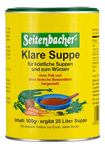 Seitenbacher Klare Suppe I Gemüsebrühe I der Allrounder I ohne Fett I ergiebig I vegan I glutenfrei I lactosefrei I (1x 500 g) von Seitenbacher