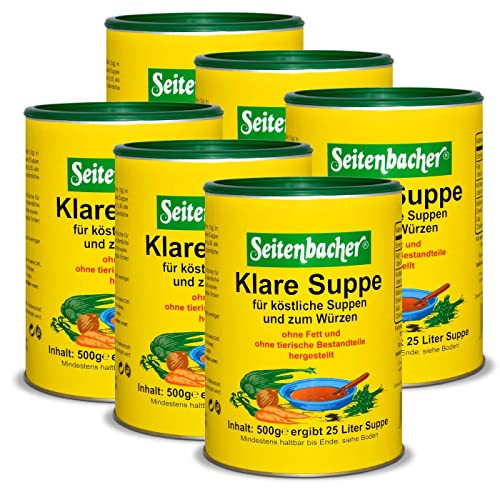 Seitenbacher Klare Suppe I Gemüsebrühe I der Allrounder I ohne Fett I ergiebig I vegan I glutenfrei I lactosefrei I 6er Pack (6x 500 g) von Seitenbacher