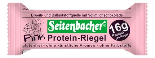 Seitenbacher Protein Riegel Pink I Erdbeere I 16g/60g = 27% Protein I glutenfrei I glycerinfrei I (1 x 60 g ) von Seitenbacher