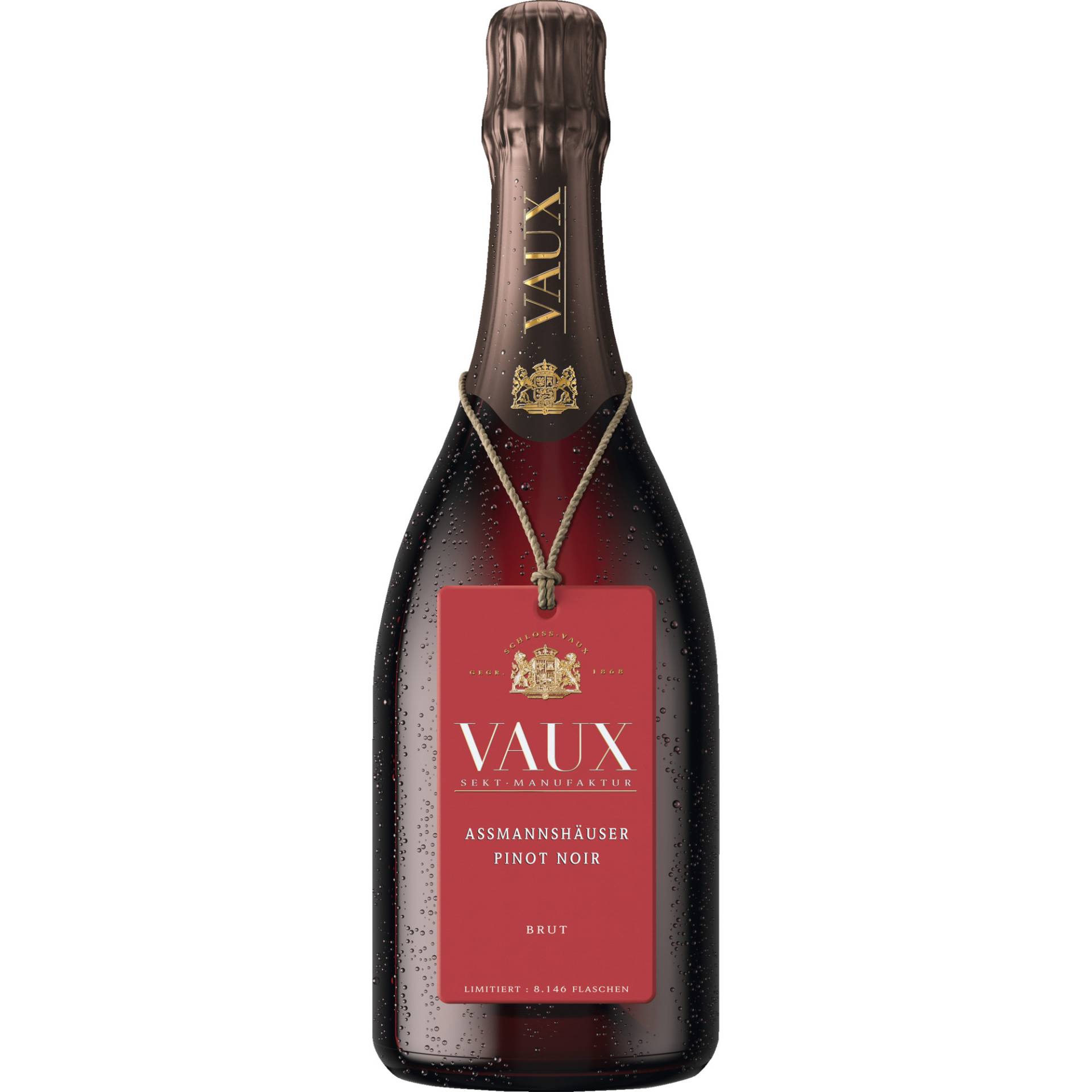 Assmannshäuser Pinot Noir Sekt, Brut, Deutscher Sekt b.A. Rheingau, Rheingau, 2017, Schaumwein von Sektmanufaktur Schloss Vaux, D - 65343 Eltville