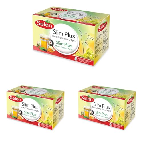 SELEN Slim Plus Mate/Petersilien/Apfel 20 Einzeln kuvertierte Teebeutel (Packung mit 3) von Selen